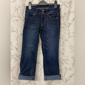 American Eagle Dark Blue Artist Crop Jean Size 00